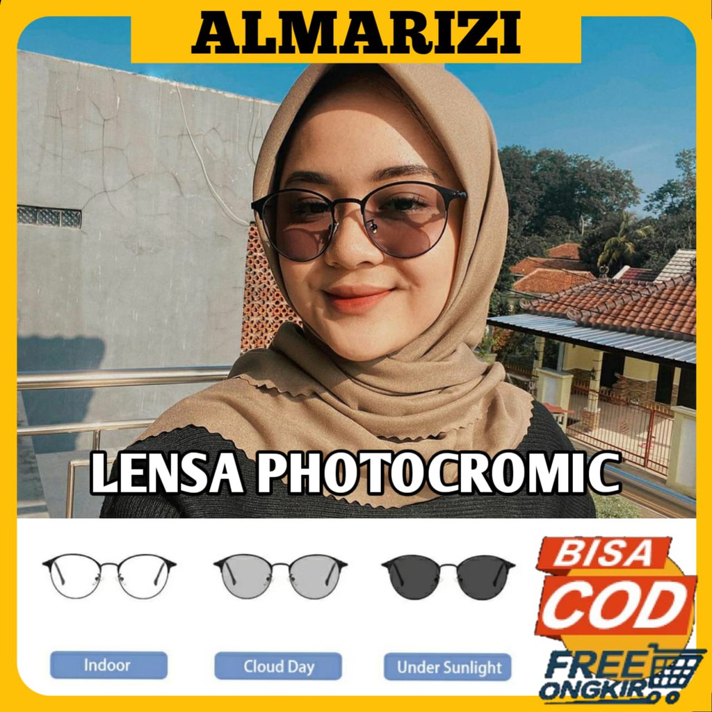 KACAMATA GRATIS LENSA PHOTOCROMIC BLUERAY KODE 1920 OVAL TANGKAI BESAI TITANIUM WANITA/PRIA