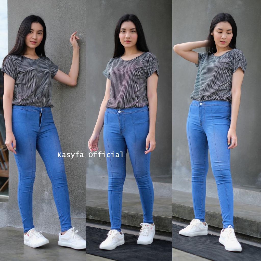 CELANA JEANS HIGH WAIST FRONT LIST // JEANS HIGHWAIST TULANG