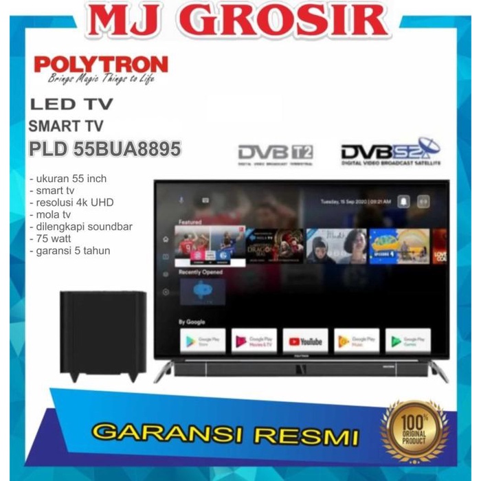LED TV POLYTRON 55" 55BUA8859 55 INCH ANDROID SOUNDBAR UHD 4K