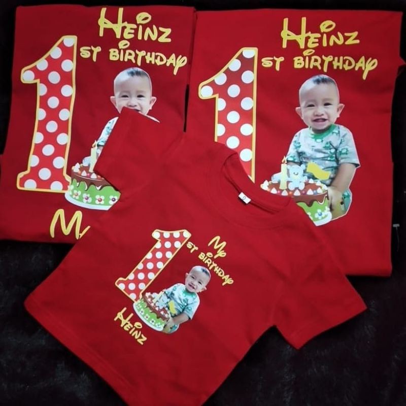 kaos custom ulang tahun pake foto anak warna putih