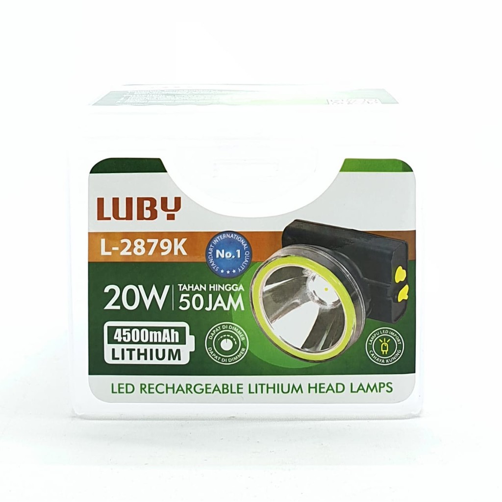 Luby L-2879K 20W WW Kuning Senter Kepala Cahaya Kuning Lithium 4500mAh