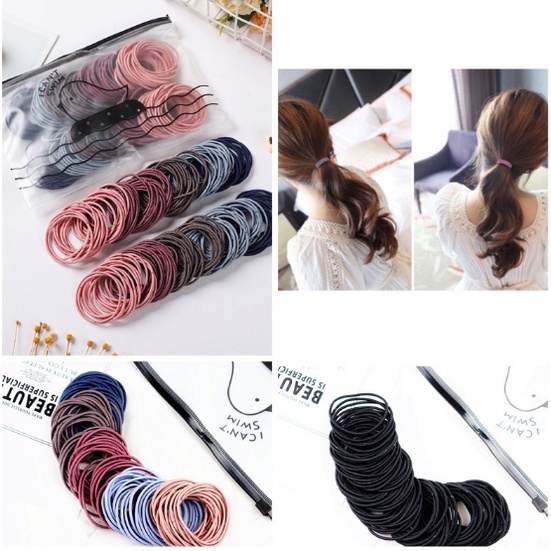 IKAT RAMBUT  ISI 100pcs KARET GELANG KOREA FASHION WANITA AKSESORIS