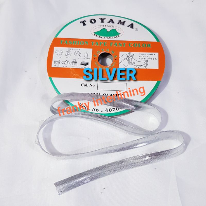 BISBAN METALIK BAHAN SATIN LEBAR 1CM HARGA PER PACK ISI 36 YARD