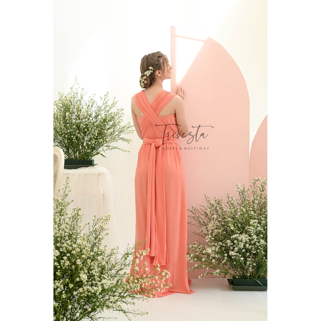 MAXI | SALMON | MULTIWAY INFINITY CONVERTIBLE DRESS | FREE KEMBEN &amp; SPECIAL LONG SCRAFT