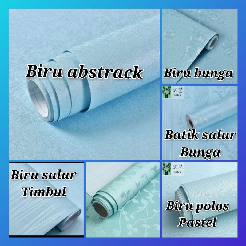 Jual Wallpaper Dinding Biru Abstrack Biru Salur Batik Bunga Biru Bertekstur Bunga Timbul 1332