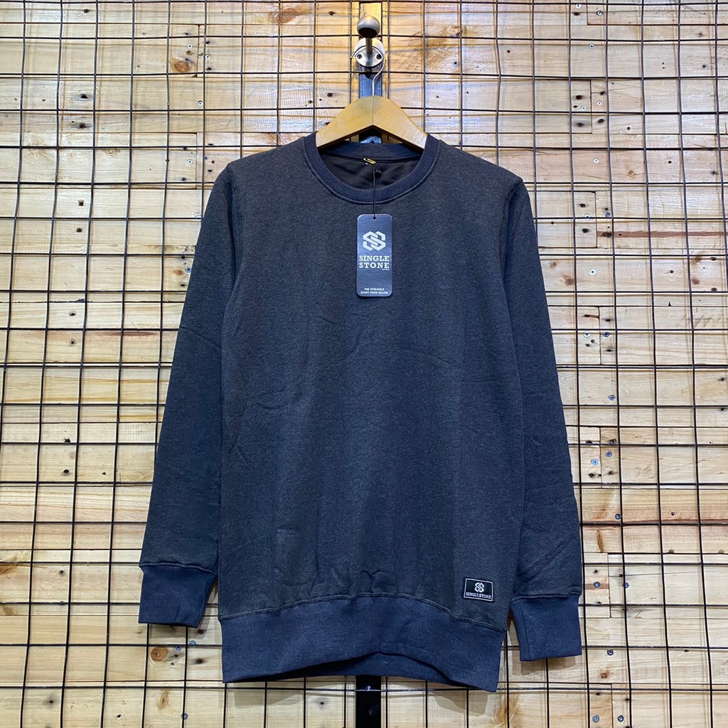 [COD] Sweater Pria Wanita Crewneck Distro Bandung-Dark abu
