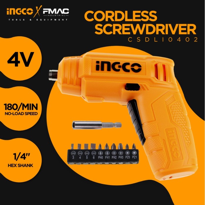 INGCO Obeng Baterai Li Ion Crewdriver Cordless Bisa Dicharger USB