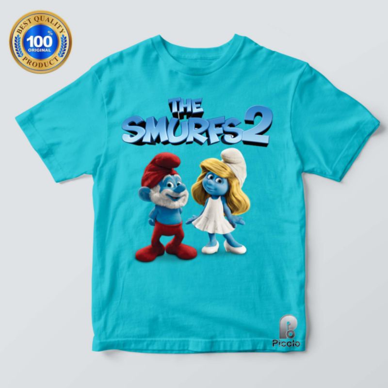 KAOS ANAK SMURFS 2 UNISEX BAHAN PREMIUM