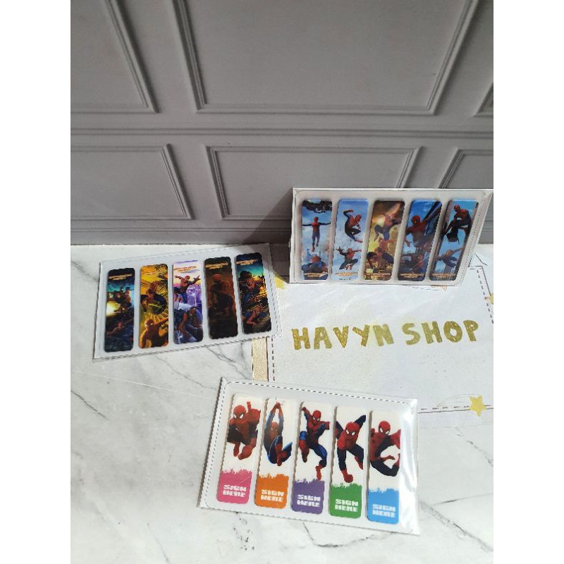 pembatas buku plastik/post it plastik/bookmark/sticky note PLASTIC-Spiderman