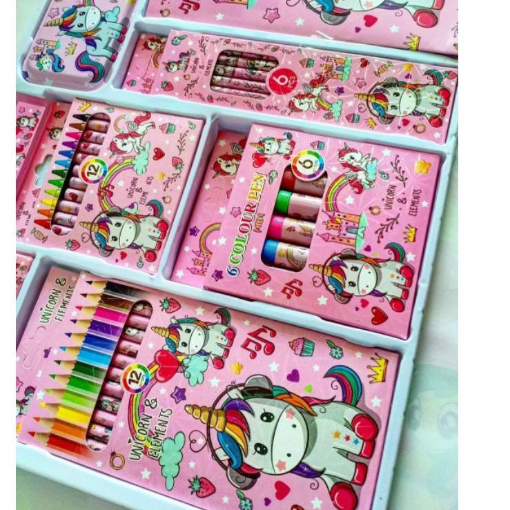 

zckn289 Alat tulis set / Alat gambar set Pony / Unicorn / Spiderman / Cars / Frozen / dll lengkap ☮ 23