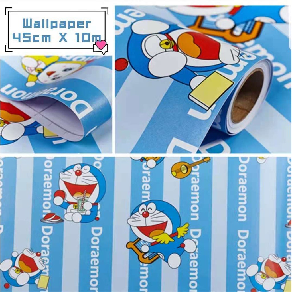 WALLPAPER STICKER DNDING MOTIF DORAEMON 45CM X 10M