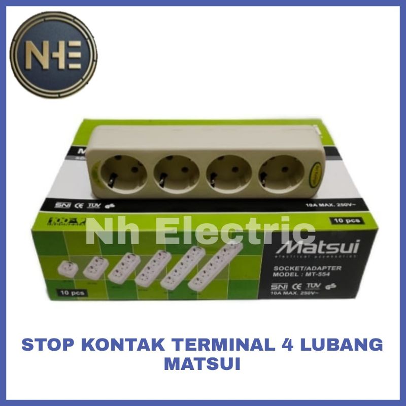 Stop Kontak Arde 1,2,3,4,5,6 Lubang Matsui - Colokan Terminal 1 - 6 Lubang Lampu Kuningan Matsui