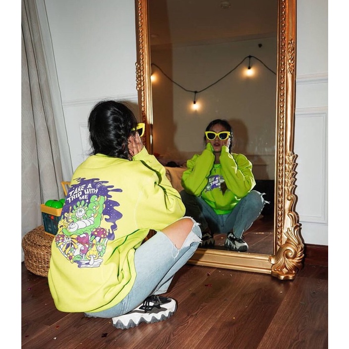 Naughty Badclub Green Crewneck Take A Trip