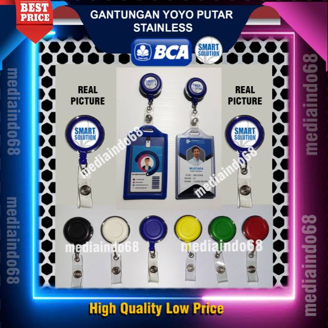 Yoyo Gantungan Id Card Stainless Putar Logo BCA Smart Solution