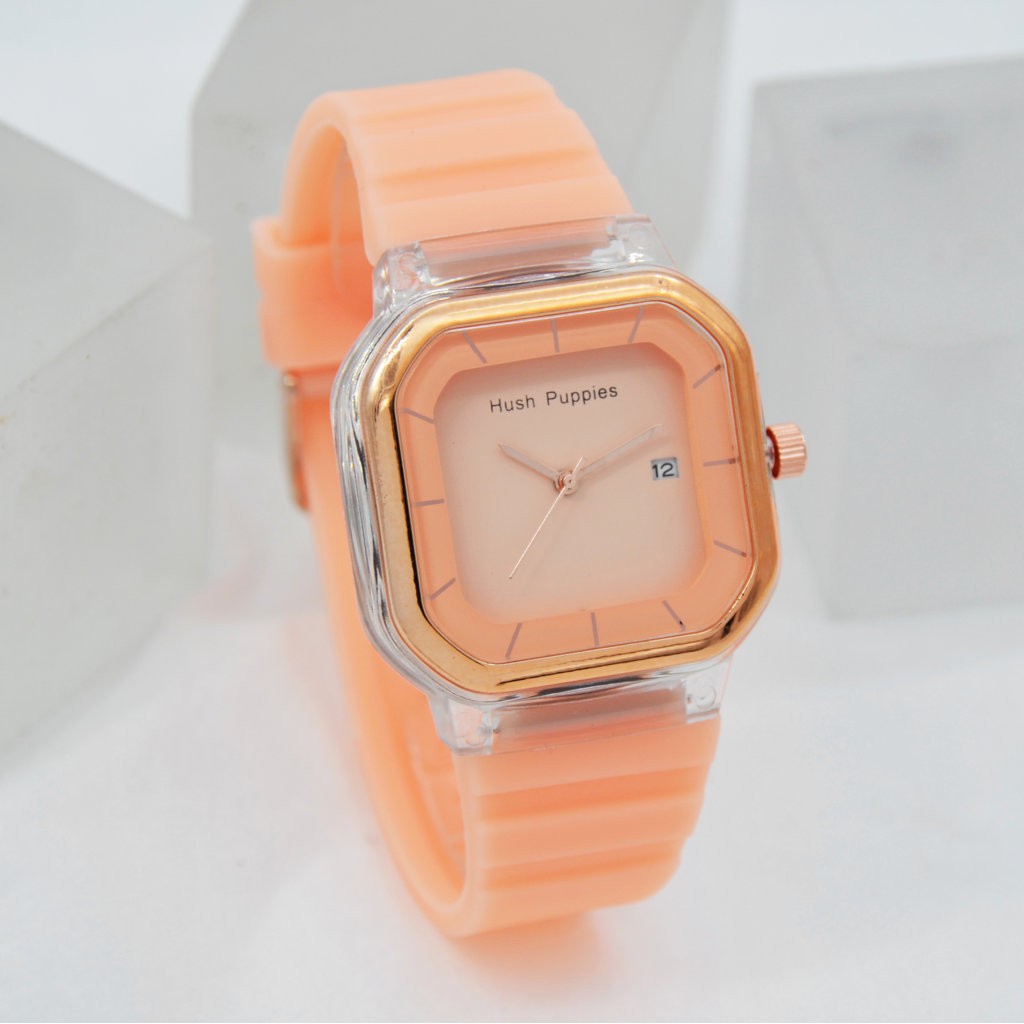 Grosiran Jam Tangan Wanita Hush Puppies 3570LI Analog Tali Rubber Tanggal Aktif Free Baterai (COD)