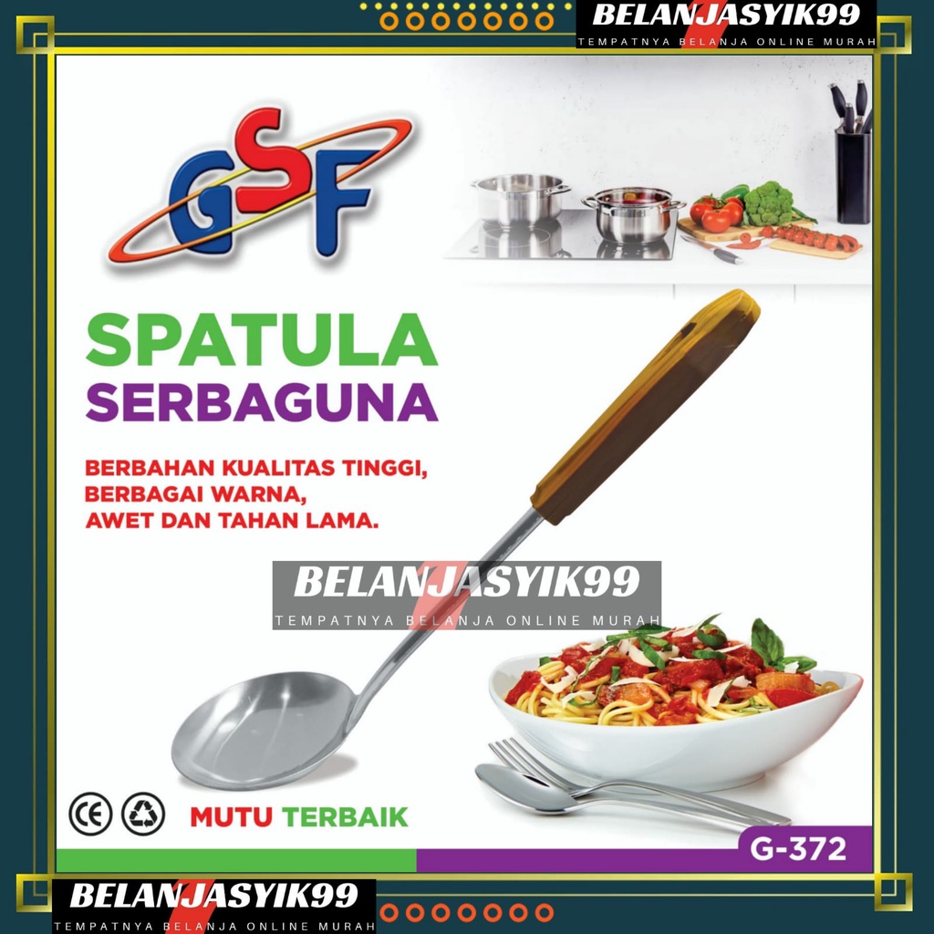 IRUS STAINLESS STEEL GSF G-372 / EROS STAINLESS STEEL GAGANG KAYU TEBAL / CENTONG STAINLESS STEEL / SPATULA SERBAGUNA GSF 372 / GSF G 372 / SPATULA SERBAGUNA GSF