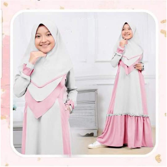 HOPYLOVY -  Gamis Anak Perempuan Two Tone Adira