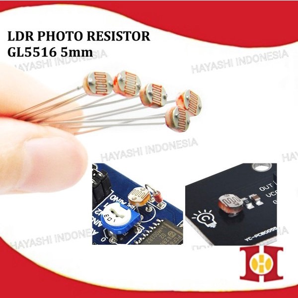 LDR GL5516 5mm Photoresistor Light Dependent Resistor Sensor Cahaya-20pcs