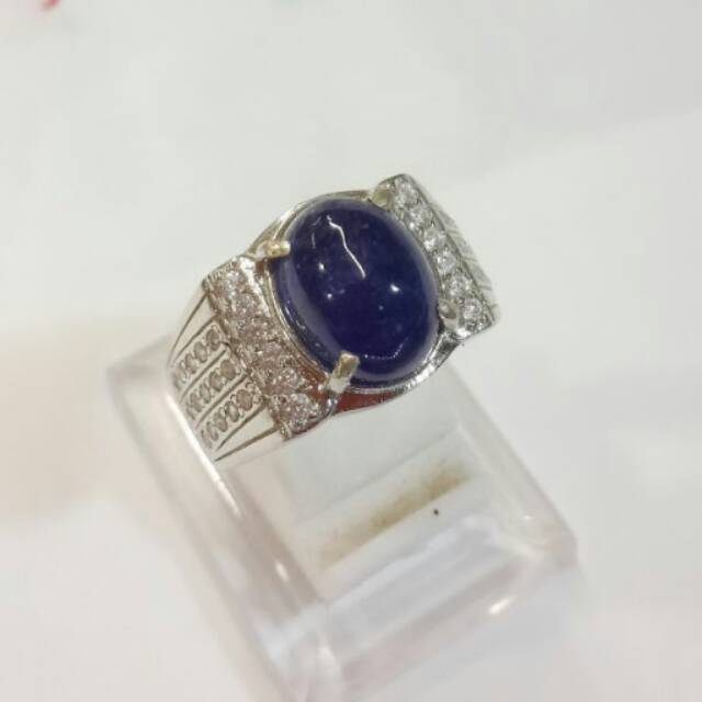 Cincin perak pria batu blue safir afrika 08