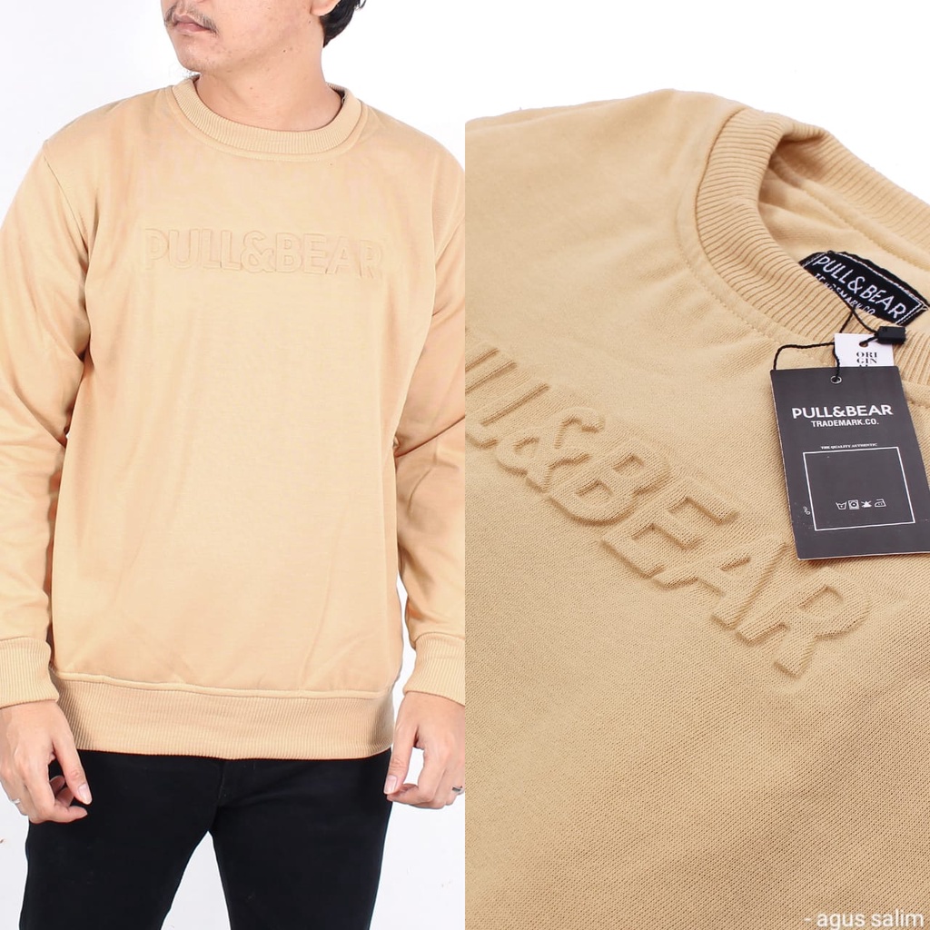 Sweater Pull and Bear Emboss Timbul 3d | Crewneck pull n bear emboss | jaket pull and bear emboss