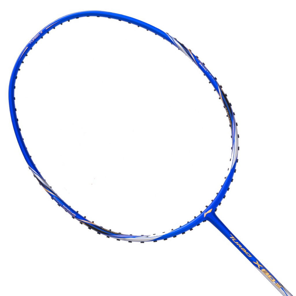 Li-Ning Badminton Racket Turbo X 80 III Blue/Silver AYPR142-4 Bundle Cover, String, Grip, T-Shirt