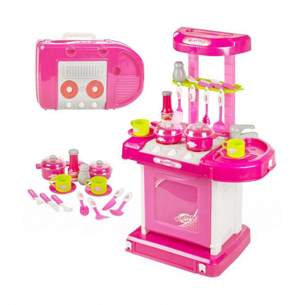 Mainan Anak Cewe Kitchen Set Koper Masak Masakan Anak Pink