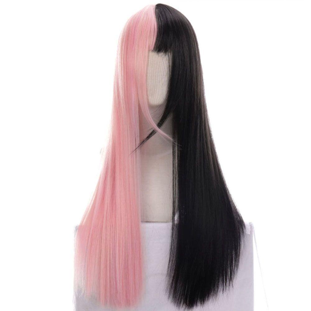 Lily Wig / Rambut Palsu Panjang + Lurus Gaya Harajuku Warna Hitam / pink Untuk Wanita / Cosplay