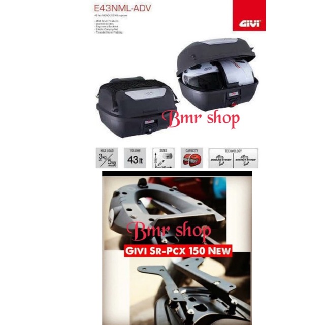 Paketan box givi e43 nml adv adventure e 43nml adv dan bracket box givi srv pcx 150 lokal original