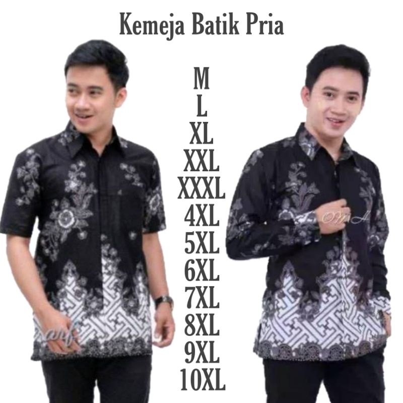 Kemeja Batik Pria Lengan Panjang dan Lengan Pendek size M L XL XXL Jumbo Big size