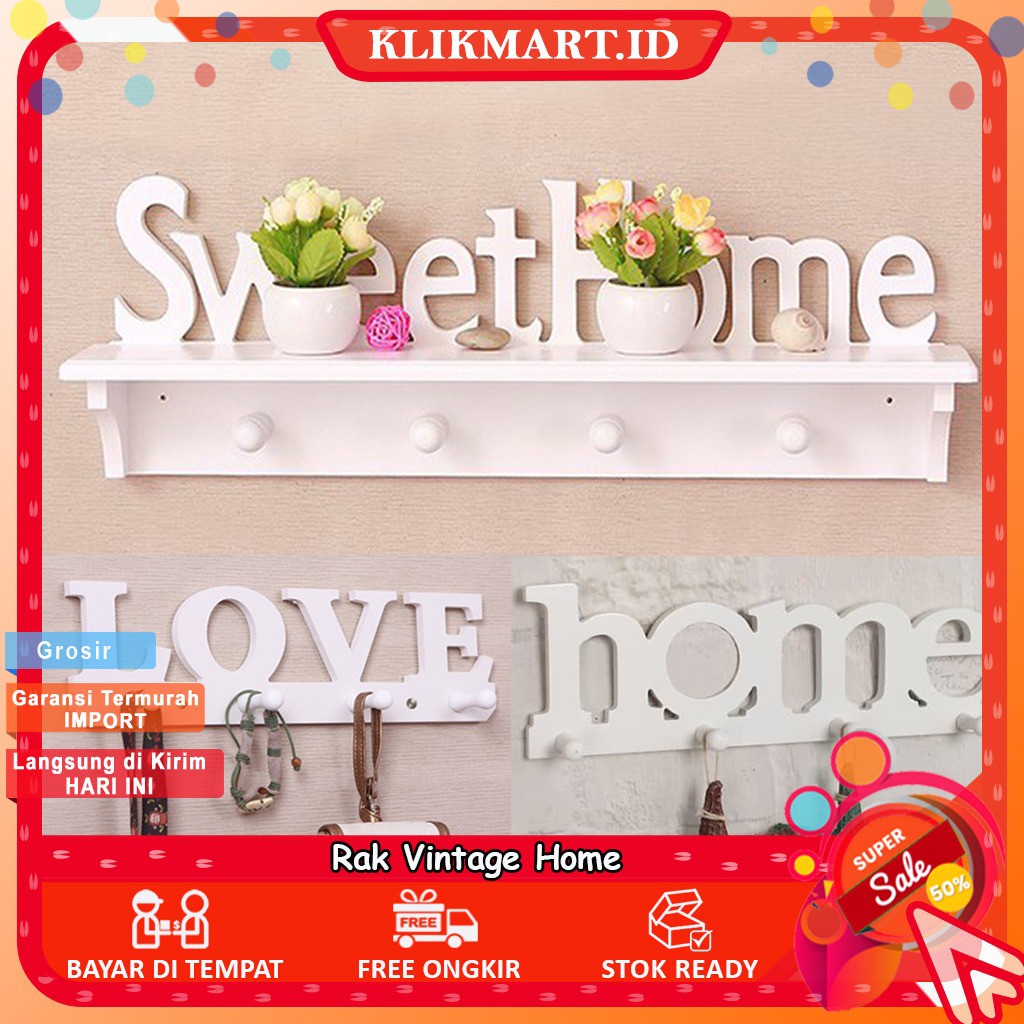 Km 184 Rak Kunci Rak Dinding Rak Vintage Home Sweet Home Rak