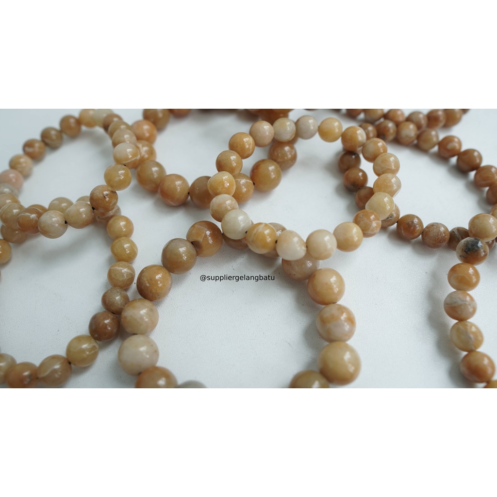 gelang batu MANIGAJAH ASLI NATURAL DIMENSI 10mm 12mm bercak kuning