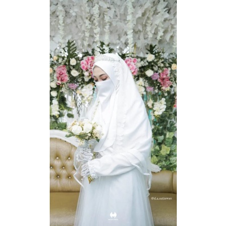 Gaun Akad Syari/Gaun Muslimah/Gaun walimah/Gaun putih/Dress Pengantin/Gaun Pengantin Syari