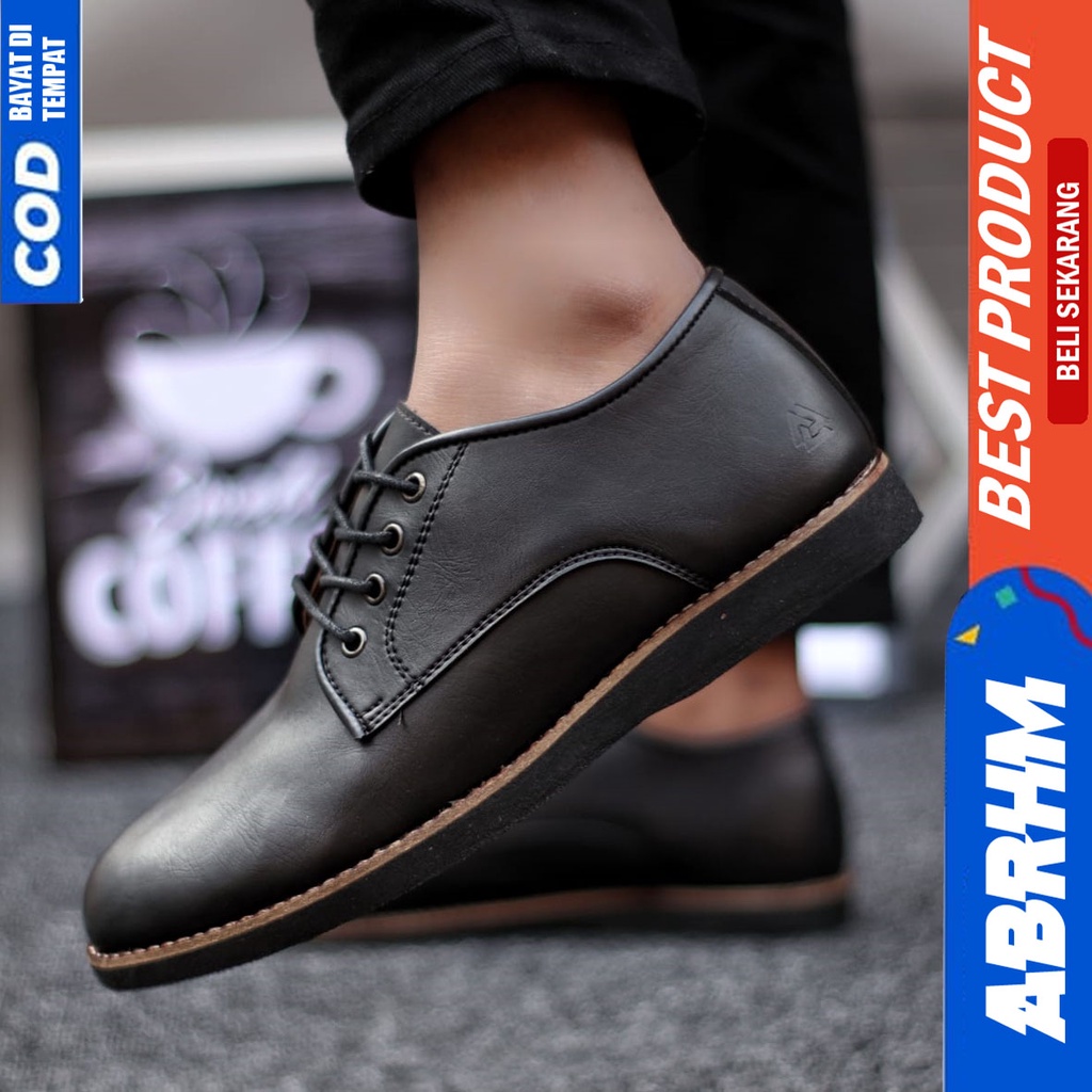 Sepatu Formal Pantopel Kerja Hitam Pria Original ABRHM CASPIAN