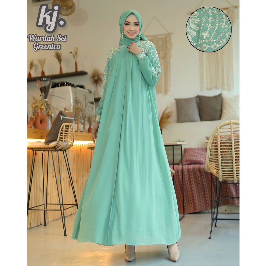 Gamis Ceruti Bordir - Gamis Khadijah Wardah  - Gamis Ceruti set Hijab
