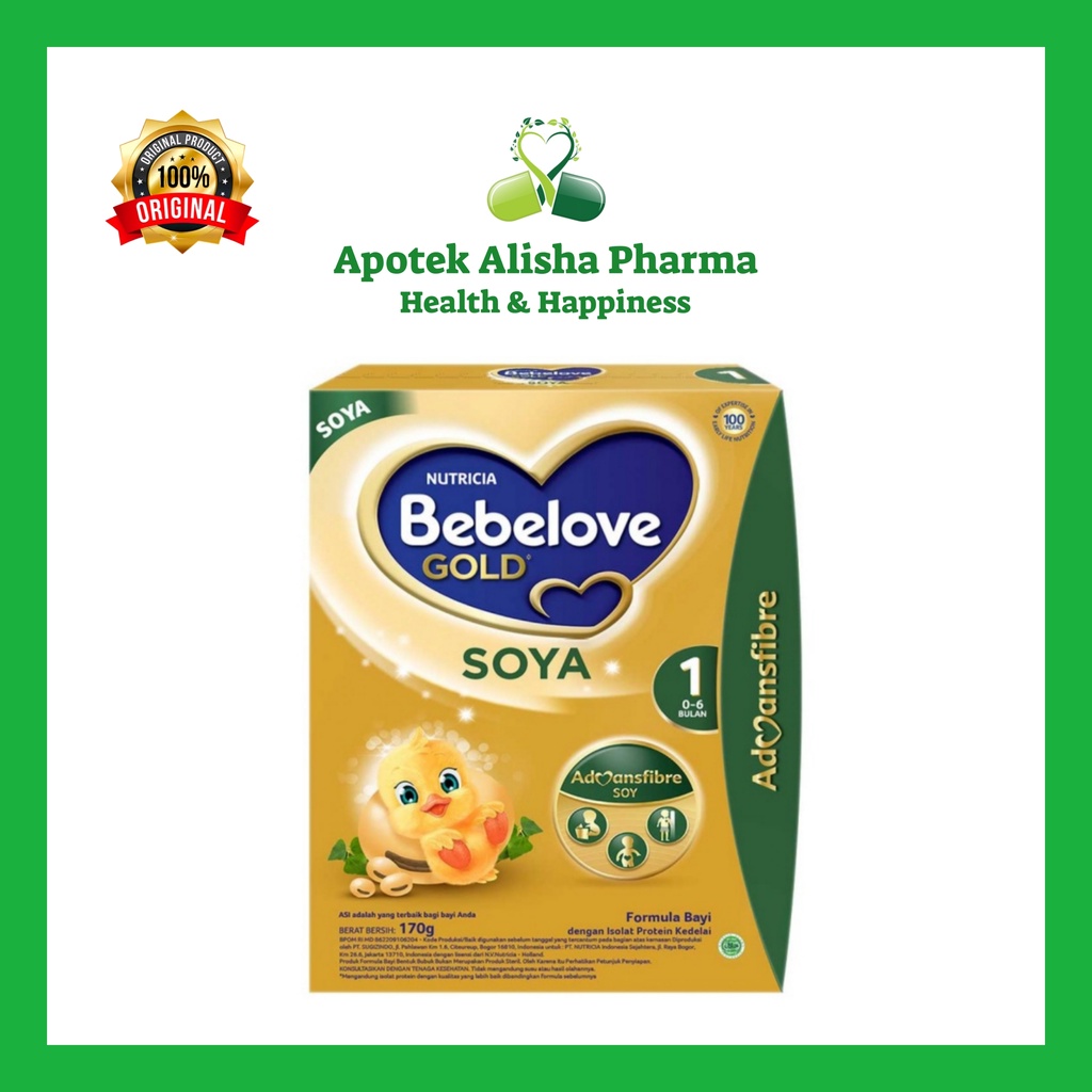 Bebelove Gold Soya 1 170gr-Nutricia Bebelove Gold 1 Susu Formula Protein Kedelai Bayi Usia 0-6bulan Alergi Protein Susu Sapi/Bebelac Gold Soya