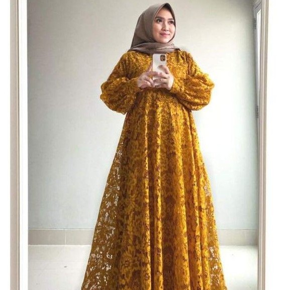 gamis brukat jumbo premium kualitas butik
