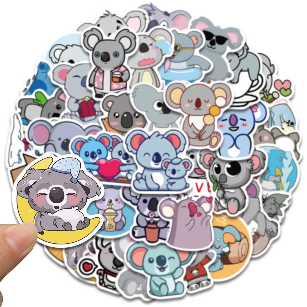 50PCS Animal Sticker Cute Koala Stickers Cartoon Series Children's Toys Waterproof Skateboard Guitar Bike Suitcase Decals