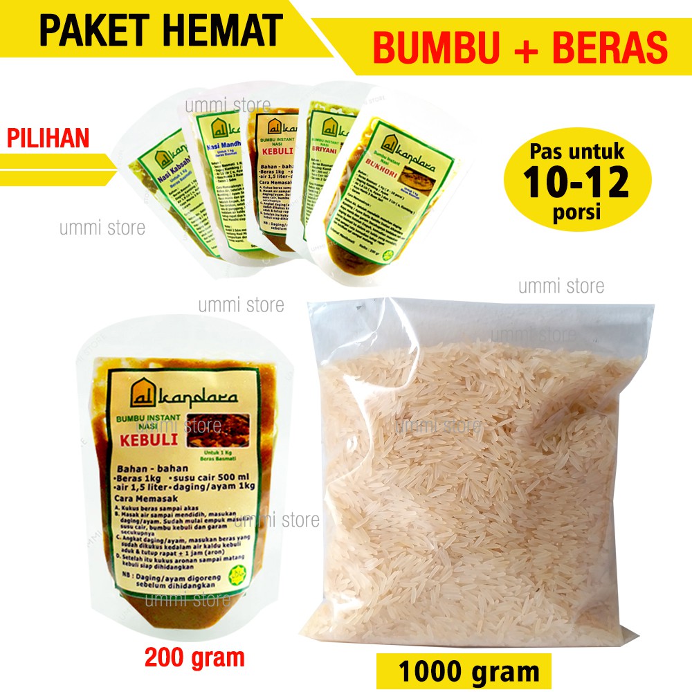 

Paket Bumbu Nasi Arab & Beras Basmati 1 Kg (10 porsi)