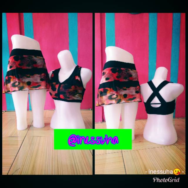 Stelan baju senam atasan baju senam bra senam bra aerobic bra fitness bra yoga celana fitness rok