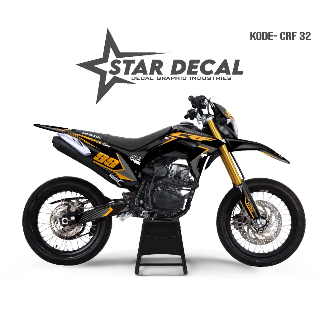STAR DECAL | Decal CRF full body Hitam Motif Kuning