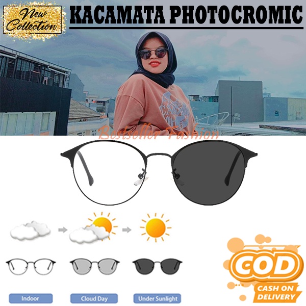 TERMURAH!! NEW KACAMATA PHOTOCROMIC KACAMATA OVAL TITANIUM KOREAN STYLE WANITA PRIA PHOTOCROMIC FRAME VINTAGE HIGH QUALITY