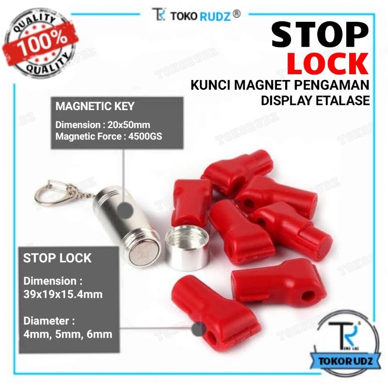 GEMBOK KUNCI STOP LOCK Pembuka Magnet Pengaman Display Etalase Anti Maling