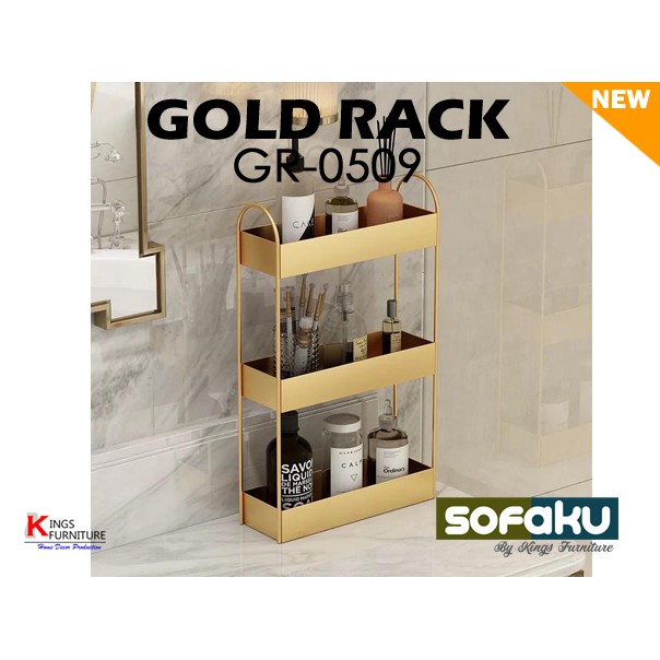 Gold Rack GR-0509 - Rak Tingkat Mini Skincare - Rak Skincare Sabun Kamar Mandi - Rak Toilet Portable
