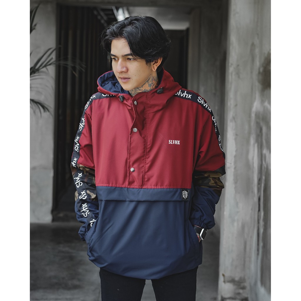 Jaket Cougle Salviohexia Maroon Navy Jaket Slvhx Jaket Parasut Pria Jaket Outdoor