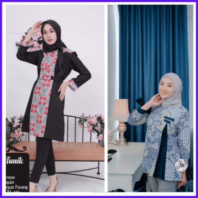 TUNIK TERBARU// ATASAN BATIK WANITA KOMBINASI