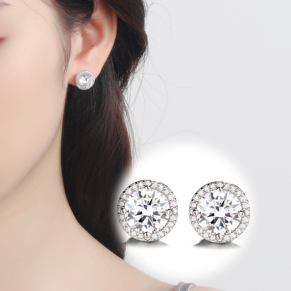 Anting Bulat Hias Berlian Zirkon