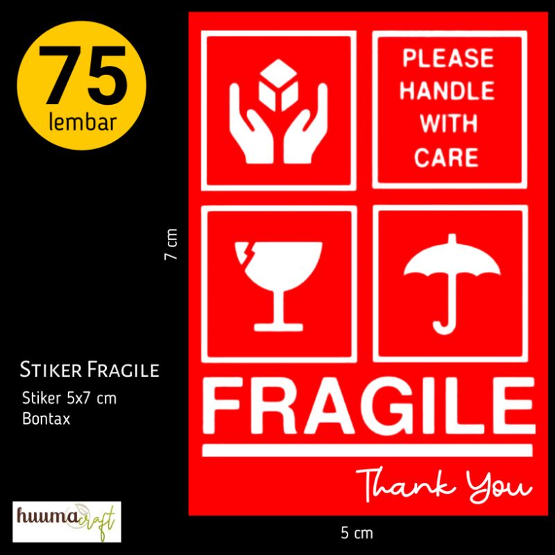 

Stiker FRAGILE 5x7 cm isi 75 lembar