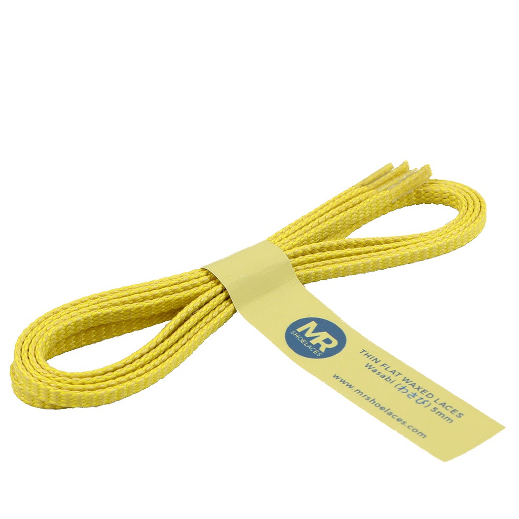 MR Shoelaces TH07 Wasabi (Hijau Kuning) Tali Sepatu Lilin Gepeng Thin 3-4mm (Waxed Laces) 50cm 80cm 120cm 150cm