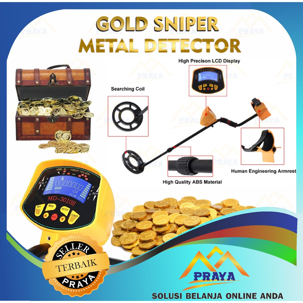 Digital Metal Detector Logam Detektor Emas Perak Gold Silver Iron besi - Kuning