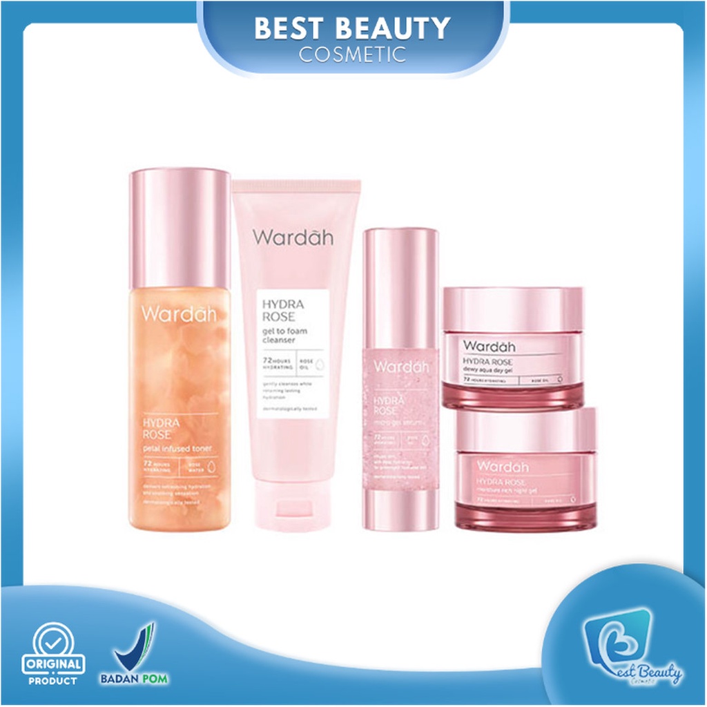 ★ BB ★ WARDAH Hydra Rose Series | Dewy Aqua Day Gel-Moisture Rich Night Gel-Foam Cleanser-Toner